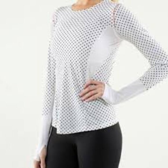Lululemon Runbeam Long Sleeve Mod Dot Printed Black / White - Picture 12 of 12
